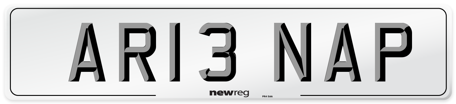 AR13 NAP Number Plate from New Reg